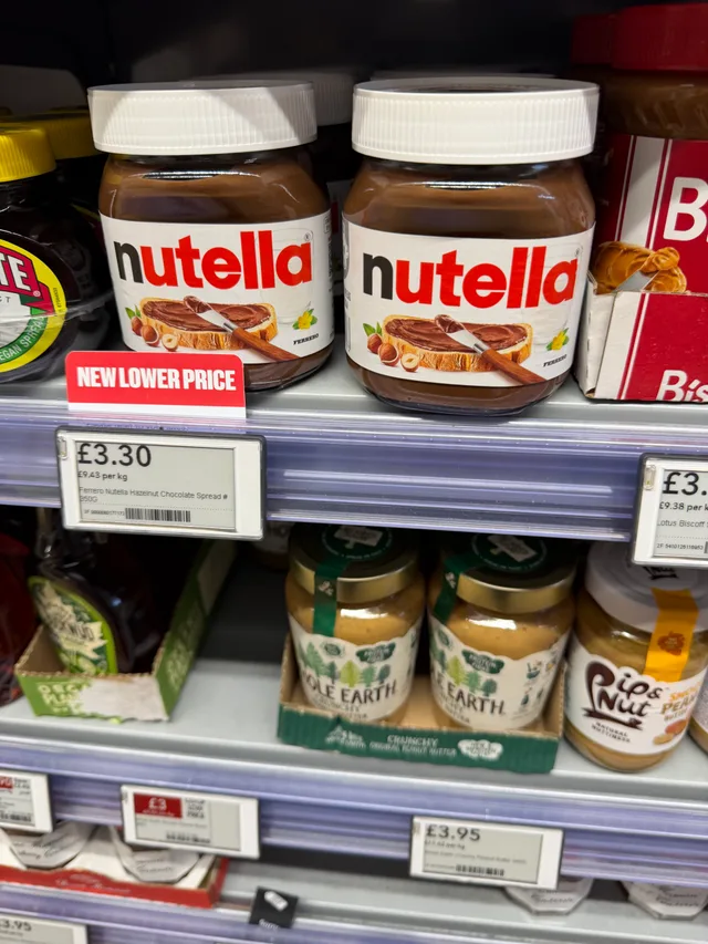 Nutella 350 g at 1.10 EUR, Co-op, United Kingdom, observed Sep 07, 2026